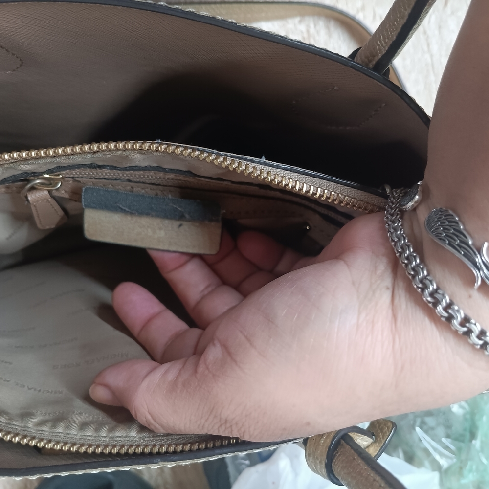 Michael Kors Gold Leather Tote Bag - Picture 10 of 16